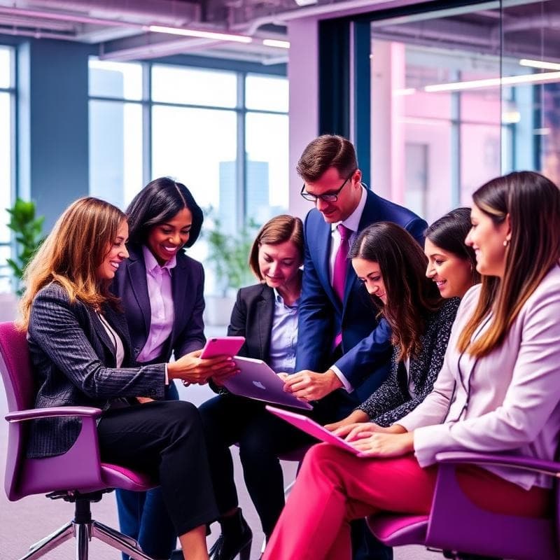 Colaboradores em reunião inclusiva